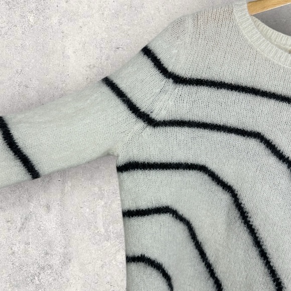 Sezane Paige Mohair Merino Wool White Ecru Black Stripe Sweater Jumper Sz Small - Picture 10 of 13